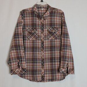 CATO EST 1946 Brown/Red Plaid Cotton Long Sleeve Button Shirt; Size 22/24W